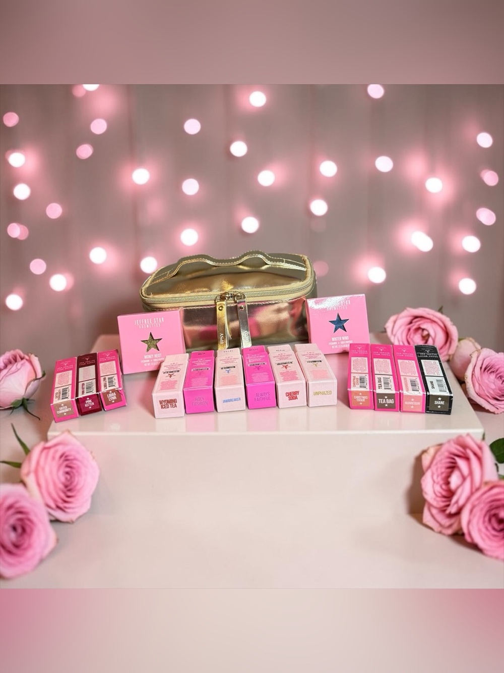 🫦JEFFREE STAR🫦15-PC Beauty Bundle with Gold IPSY Makeup Bag/NIP